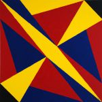 Triangles rouge jaune bleu noir composition n°6
