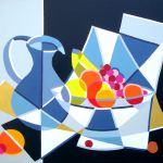 La grande corbeille de fruits fond bleu noir 100X81 2016