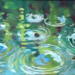 DES RONDS DANS L\'EAU, huile sur toile, 100x50cm