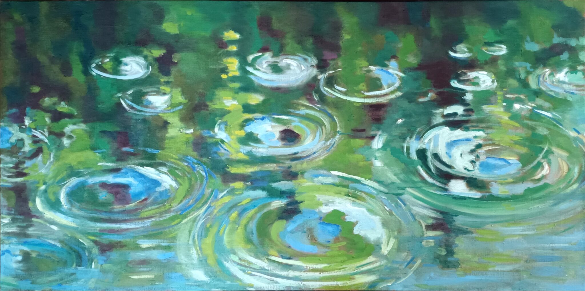 des-ronds-dans-leau-huile-sur-toile-100x50cm