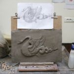 Chimère - travail de bas-relief en cours