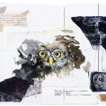 13 instants furtifs (2014) ATHENA NOCTUA 42 x 30 cm - techniques mixtes et collages sur toile marouflée sur bois