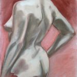 Nu sur fond rouge