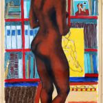 Nu dans la bibliothèque