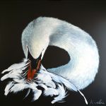 K-roline - Cygne "Fais moi un "Signe"" - 2019 - Acrylique, touches de pastel en 120 x 120 cm par K-roline