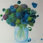 Hortensia en coeurs (peony with hearts) (Vendu)