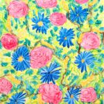 Fleurs roses et bleues par Eveline DAVID-VALETTE