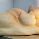 Sculpture de petit chat avec sa mère chatte par Eveline DAVID-VALETTE
