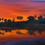 Coucher de soleil au dessus du Mekong