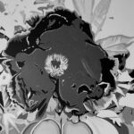Peony in Black and White 80X80 Framed black par JChadima