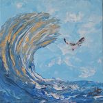 the wave in the sea and the seagull