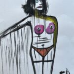 Ludmilla la martyre de Sievierodonetsk. Acrylique sur papier Bamboo avec cadre 50 x 65 cm