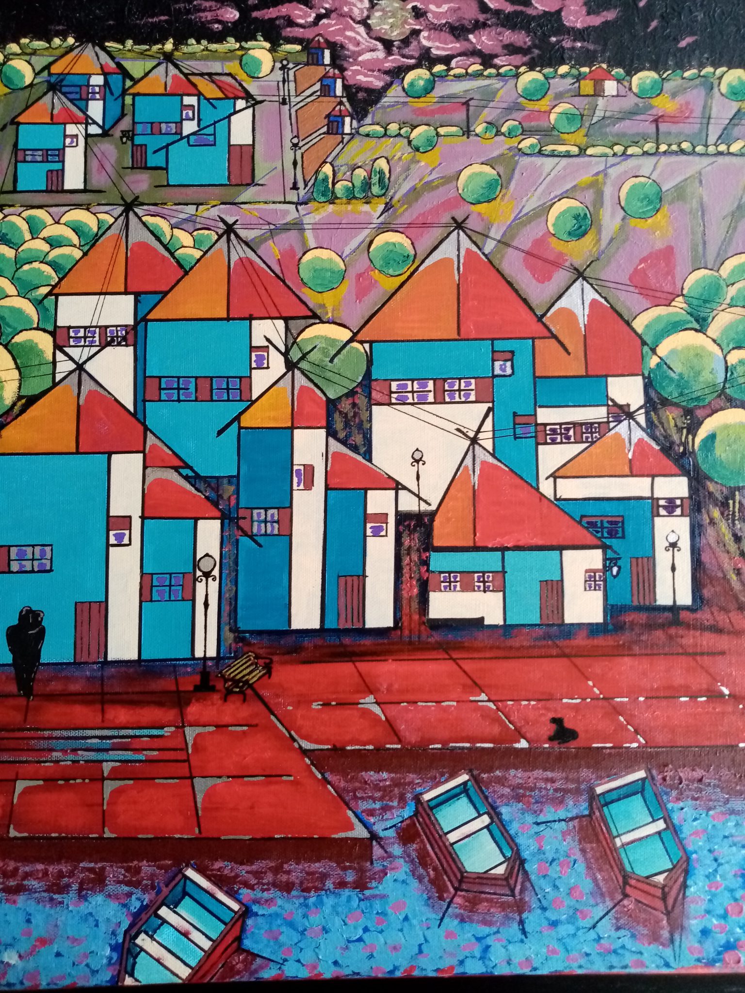 paysage-aux-maisons-bleues