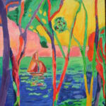 Voile rouge à l\'Ile aux Moines