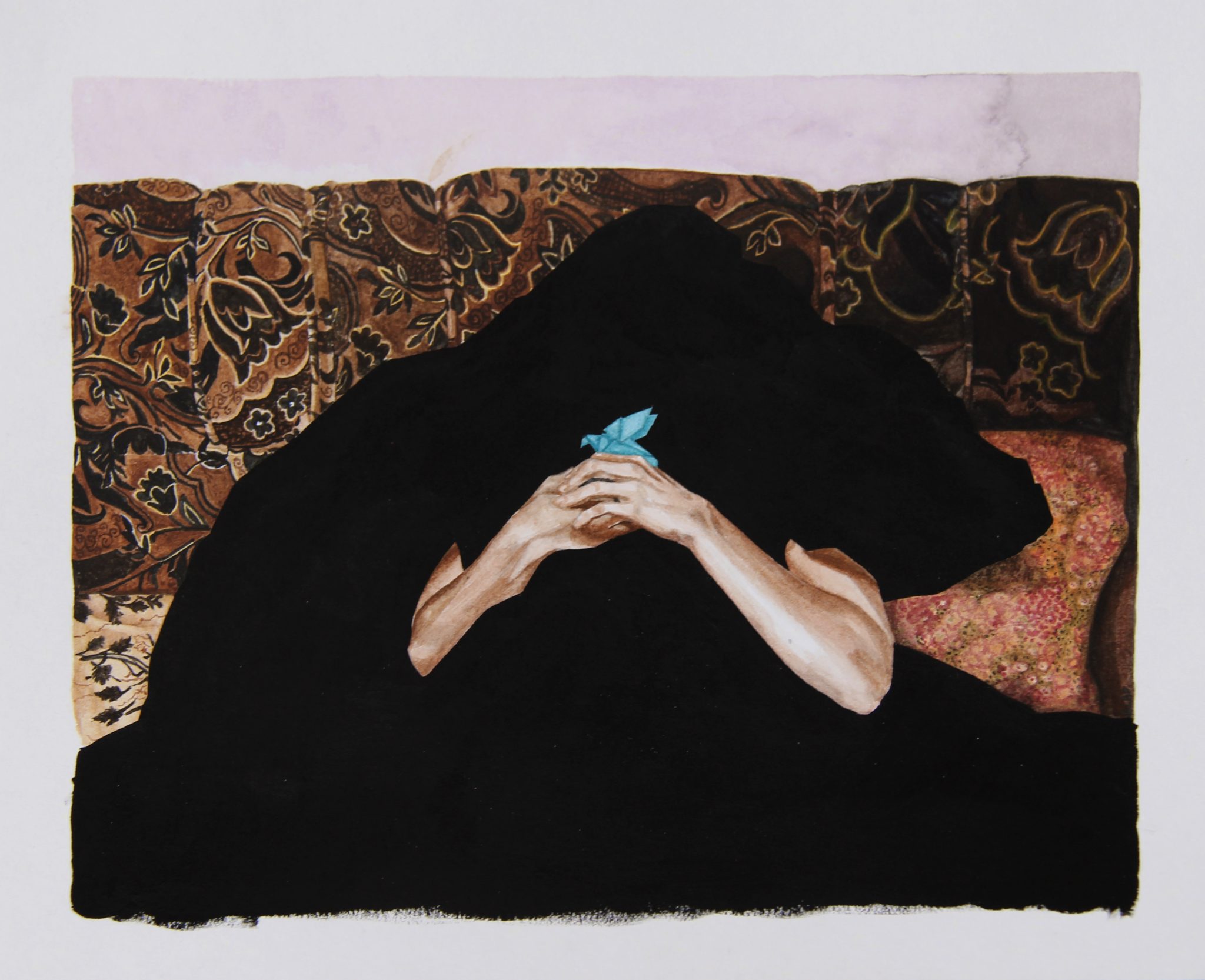 blue-bird-and-arms-on-an-old-sofa