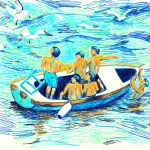 Enfants sur un bateau par Anna Rivet