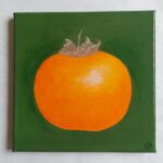 Kaki: un délice de fruit acryl sur toile 19X19 (1) par DOMINIQUE BRUNET