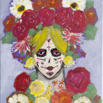 Fille et fleurs, le jour des morts