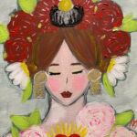Fille et fleurs, coeur sacré