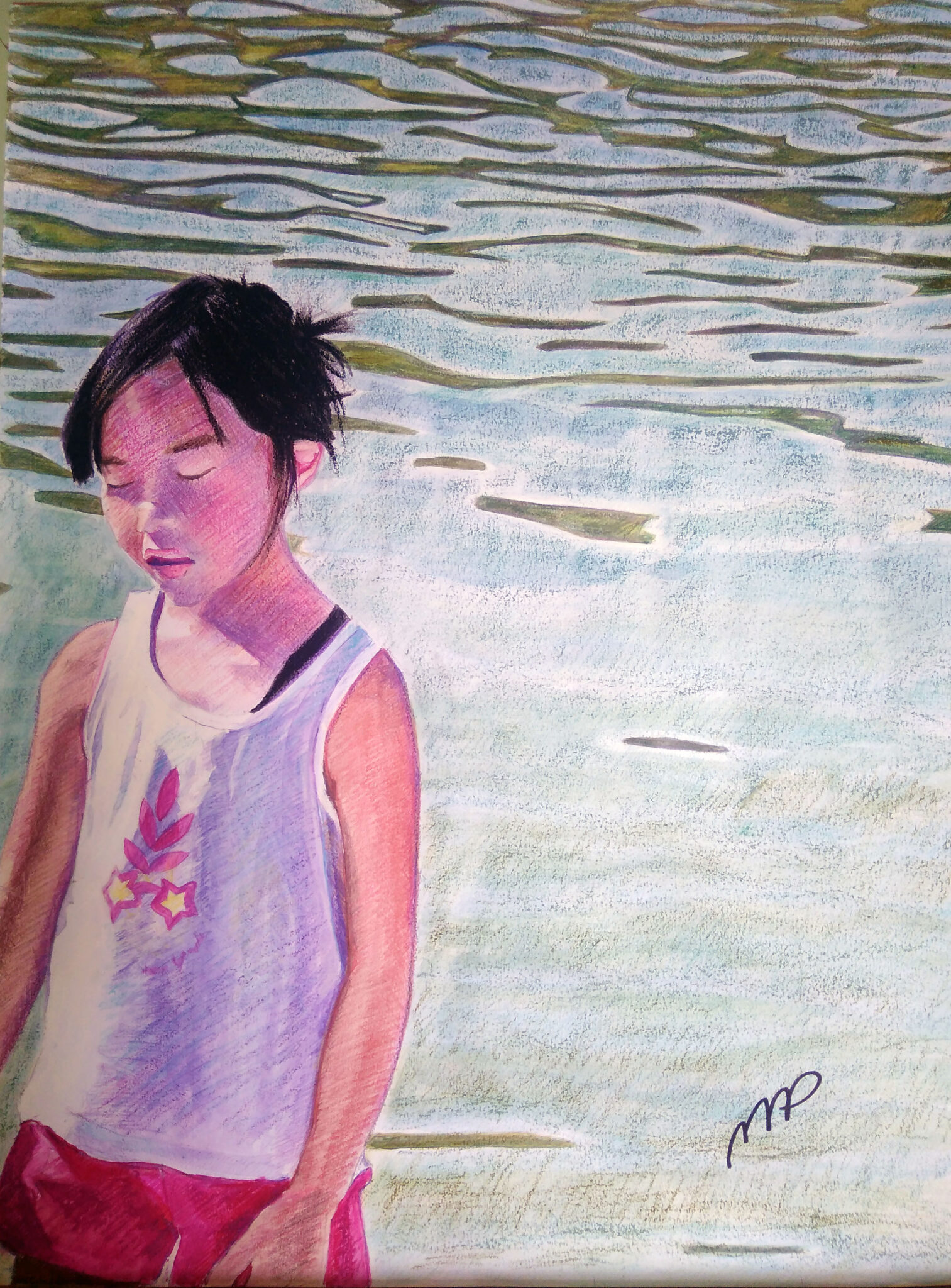 la-petite-fille-songeuse-au-bord-de-leau-n-3