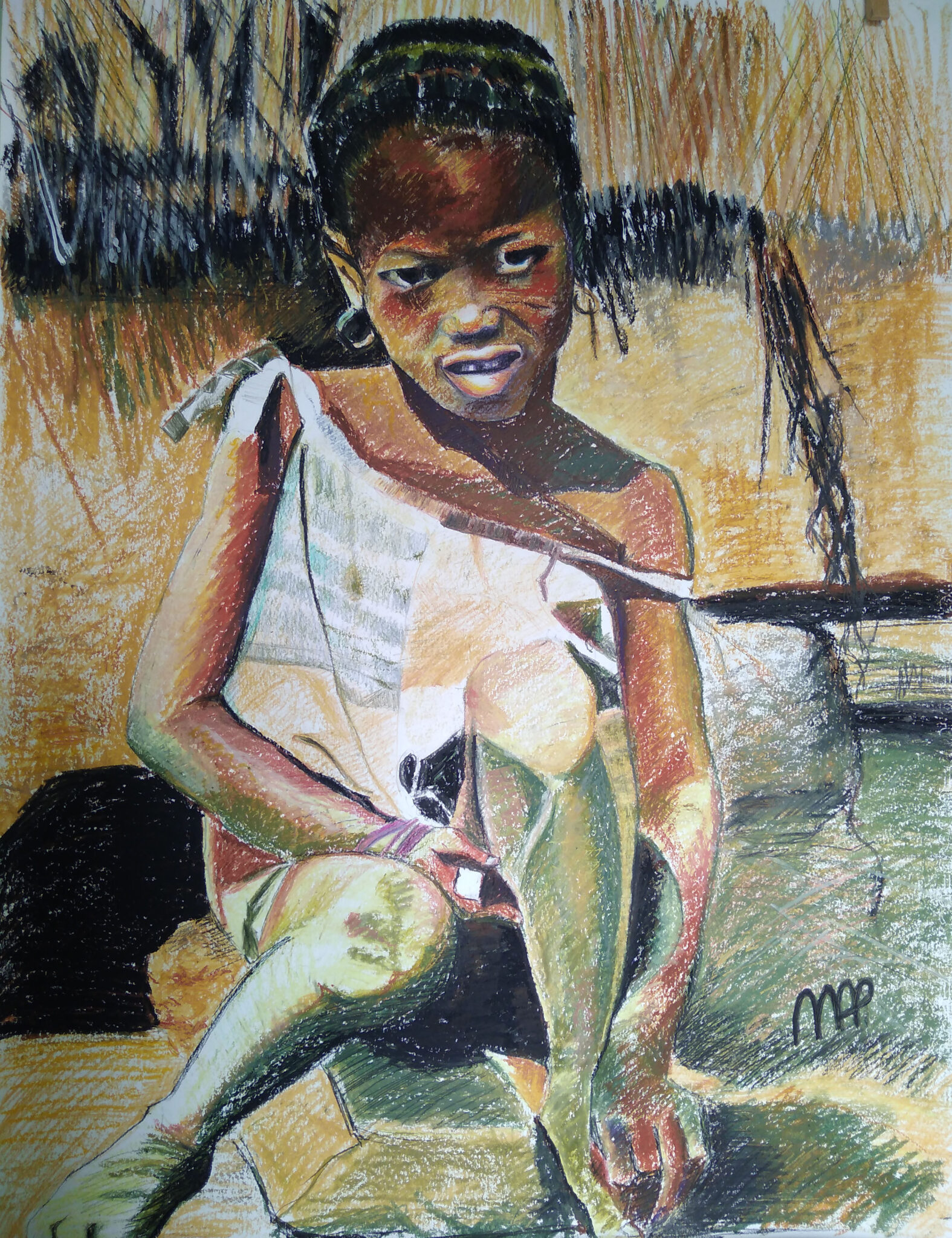la-petite-du-burkina-devant-le-grenier