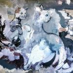 LES TROIS CHATS DUO NAMY PEINTURE par Nanou Parent