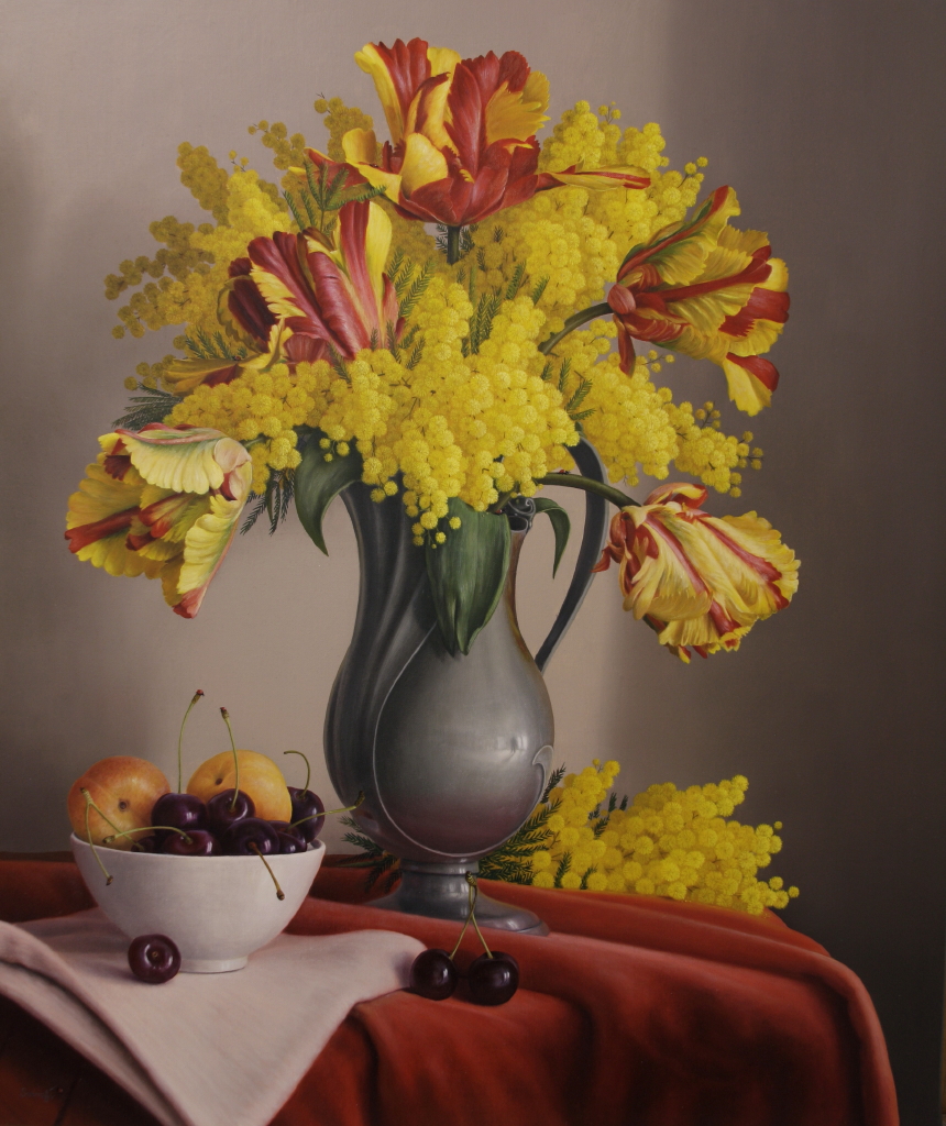 bouquet-de-mimosas-et-les-tulipes-perroquets-55-x-46-cm-10f