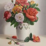 Le bouquet de roses du jardin (55 x 46 cm) 10F par Abdolreza SARRAFI