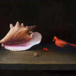 Petit oiseau rouge et coquilliages par Jean GAYA