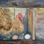 Poule et oeufs 