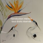 Strelitzia reginae (oiseau de paradis) et ses  2 hérons par SENECHAL Sophie