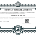 Design saCertificat de Mérite Artistique – Luxembourg Art Prize 2025ns titre(2)