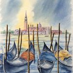 Venise - Gondoles, sur le bassin de St Marc par Jocelyne OLIVIER LABROSSE