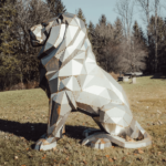 Sculpture lion en métal - Statue lion extérieur XXL en acier par MAIRE Cyril