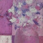 Bouquet de fleurs au fond rose