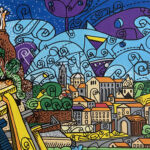 TROUPEAU DE BIC® SUR LE PUY EN VELU POSCA 50X70 RECADRÉ par PIERRE REBICHON