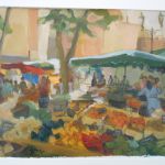 Marché provençal - étals de fruits et légumes -