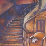 l'escalier avec un fauteuil jaune par Marie BERTRAND