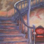 L'escalier avec un fauteuil rouge par Marie BERTRAND