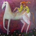 73-le cheval blanc(1m x 1m)