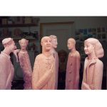 11- La Commedia dell\'Arte, 1998-2000, terre cuite chamottée, dix pièces uniques, h 170-180cm