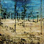 De la lumière - Aube pâle à Fontainebleau - Technique mixte - 50 x 50 cm