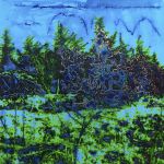 La forêt au bord du Rhin - Technique mixte sur toile - 100 x 100 cm